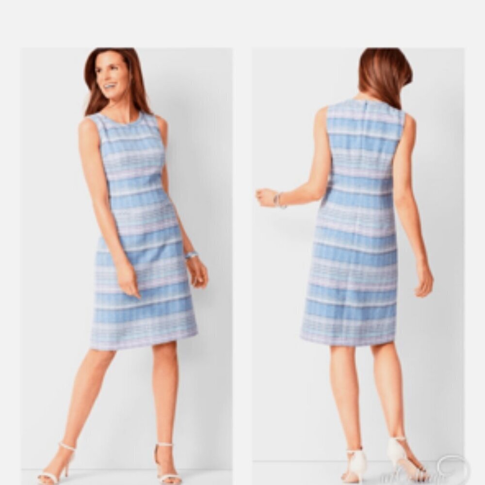 Talbots Spring/Summer Tailored Sheath Midi Dress Elegant Tweed Pastel 12